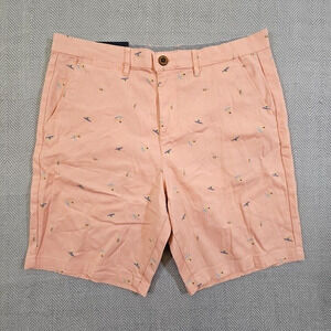 Jachs New York Twill Shorts Men's W32 9" Inseam Pink Surfboard Motif NWT